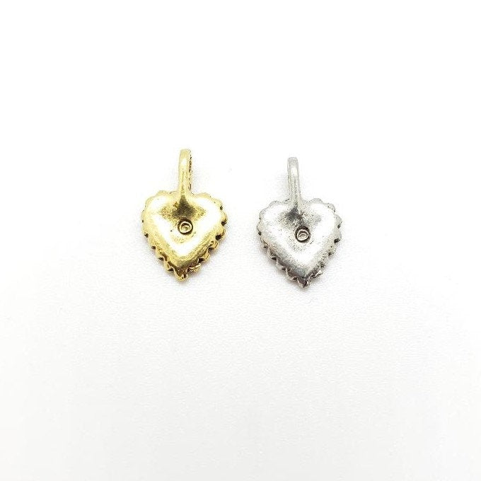 Pewter Metal Heart Swirled Detailed Love Charm Pendant Antique (2pc)