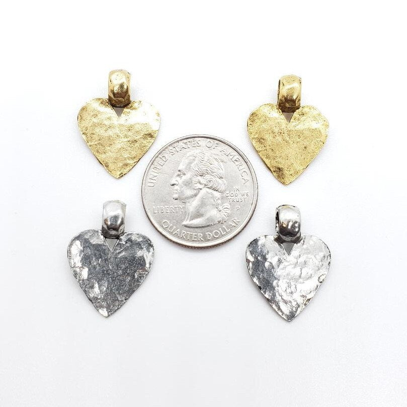 Pewter Textured Hammered Hearts 23mm x 17mm Shape Stamping (2pc)
