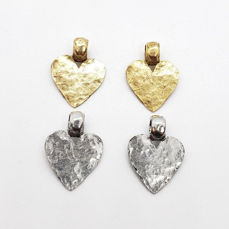 Pewter Textured Hammered Hearts 23mm x 17mm Shape Stamping (2pc)