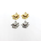 Pewter Heart in Box in Fragile Box Charm Necklace Pendant (2pc)