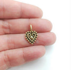 Pewter Metal Heart Swirled Detailed Love Charm Pendant Antique (2pc)