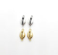 20mmx9mm Pewter 1 Silver or Gold Tiger Cowrie Shell Connector Ocean