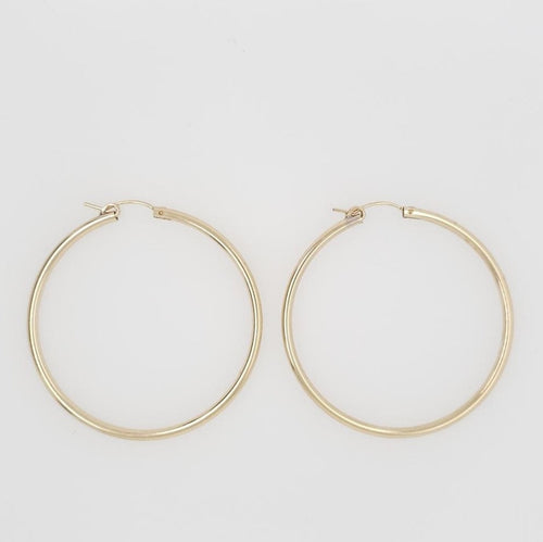 14K Gold Filled Large 50mm Thick Flex Tube Hoop Earrings 2 Inch Earring (2pc)
