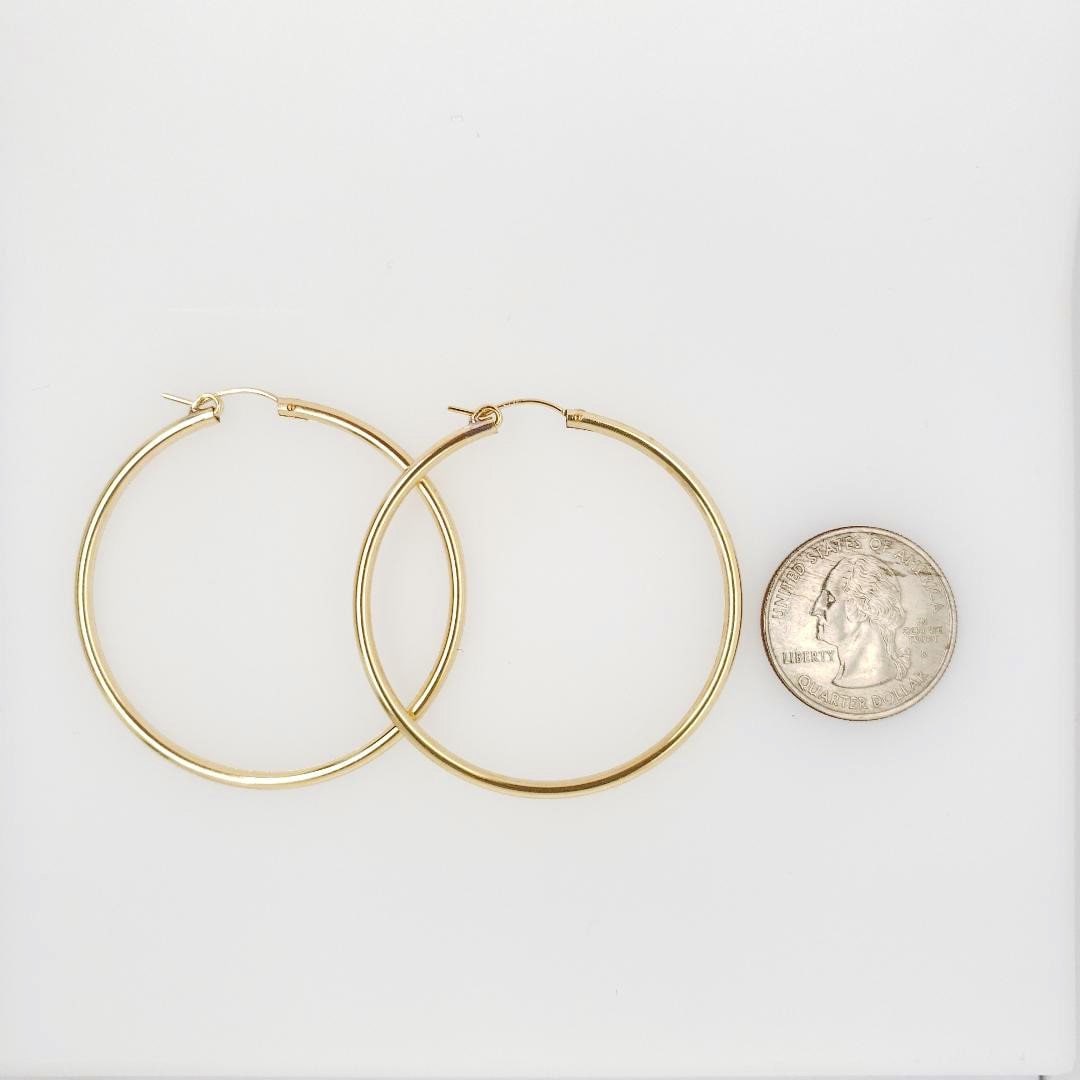 14K Gold Filled Large 50mm Thick Flex Tube Hoop Earrings 2 Inch Earring (2pc)
