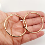 14K Gold Filled Large 50mm Thick Flex Tube Hoop Earrings 2 Inch Earring (2pc)