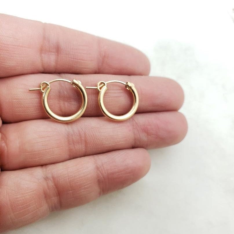 Gold Filled 14Kt Thick Flex Tube Hoop Earrings 18mm 15mm 13mm (2pc)