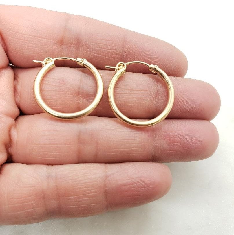 Gold Filled Thick Flex Tube Hoop Earrings 34mm 27mm 22mm Earring (2pc)