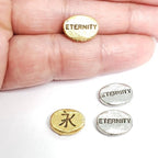 Pewter Chinese Eternity Bead Symbol Oval Bead Inspirational (2pc)