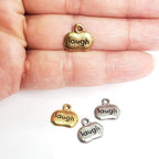 Pewter Wide Oval with Laugh Charm Pendant Inspirational Charm (2pc)