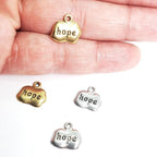 Pewter Wide Oval with Hope Charm Pendant Inspirational Charm (2pc)