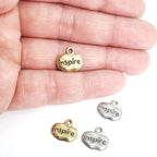Pewter Wide Oval with Inspire Charm Pendant Inspirational (2pc)