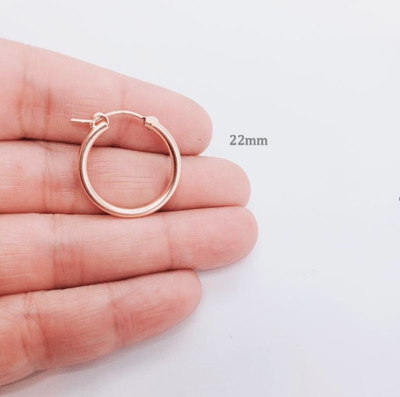 Sterling Silver or Gold Filled 14Kt Thick Flex Tube Hoop Earrings 22mm (2pc)