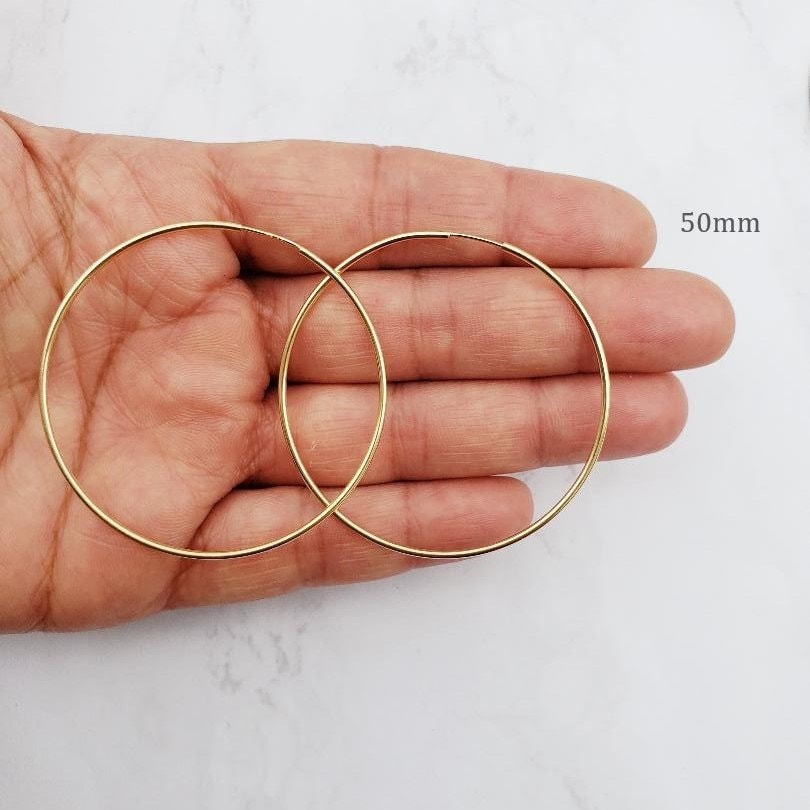 14K Gold Filled Large Endless Hoop Earrings 50mm 45mm 40mm Earring (2pc)