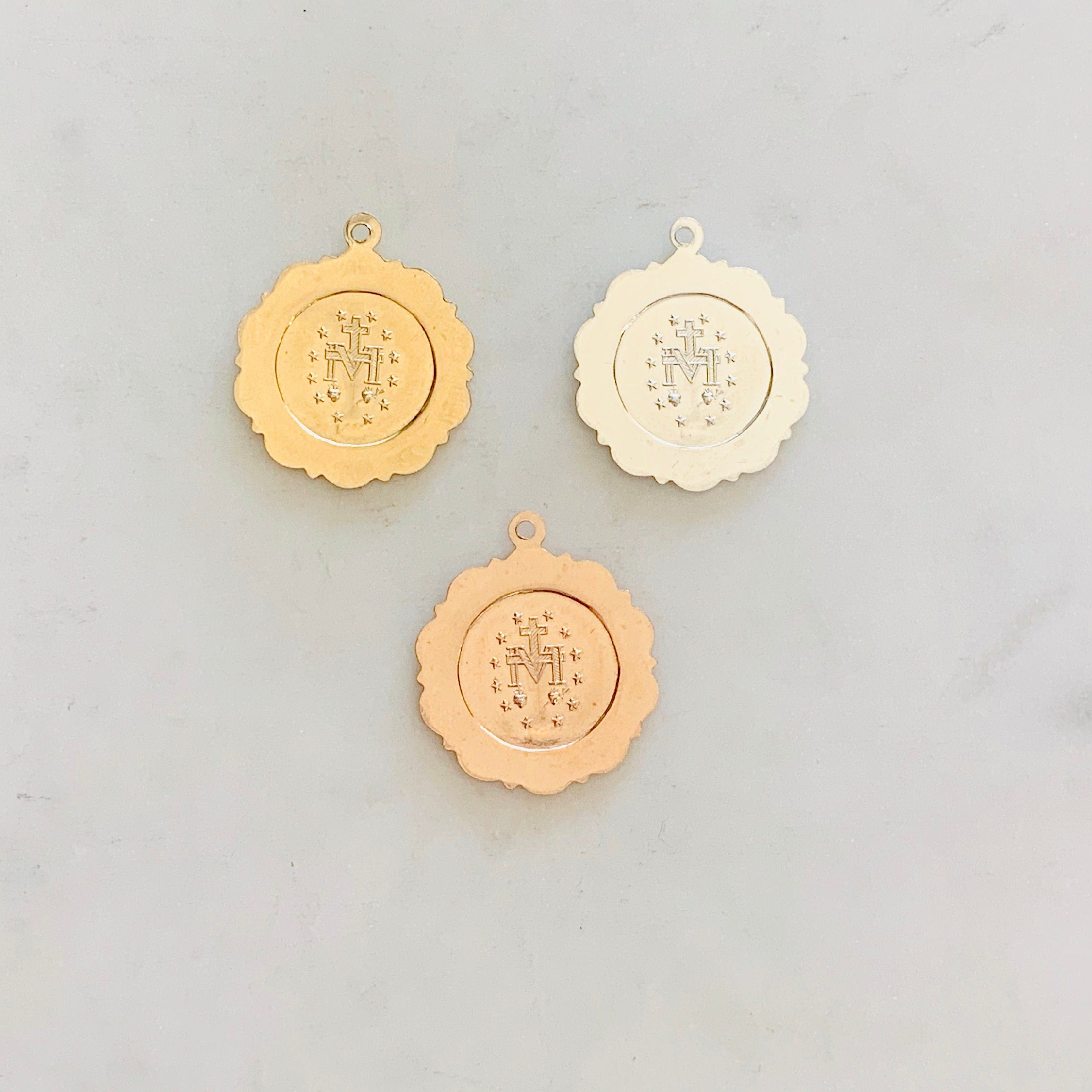 Sterling Silver or 14K Gold Filled Virgin Mother Mary Miraculous Medallion