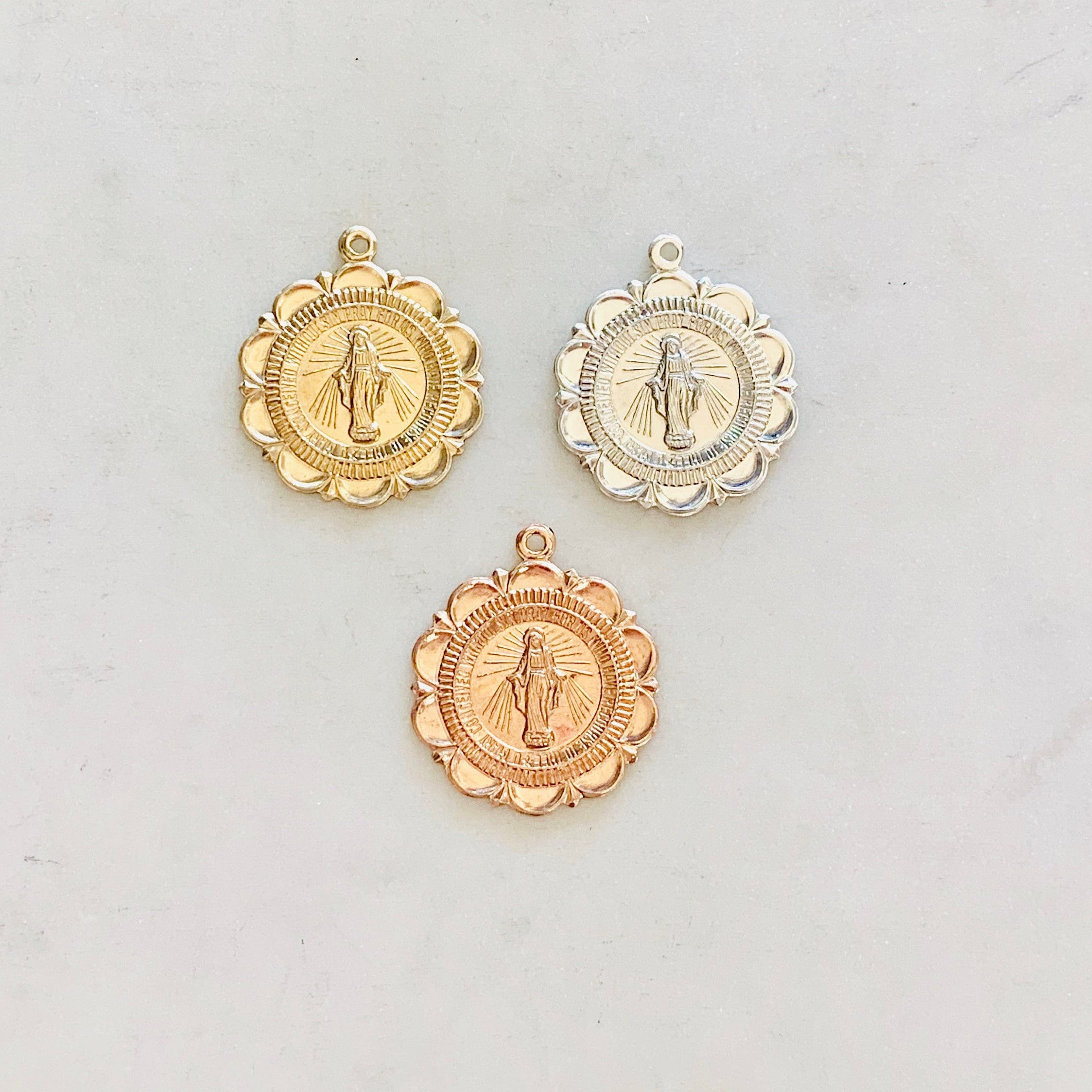 Sterling Silver or 14K Gold Filled Virgin Mother Mary Miraculous Medallion
