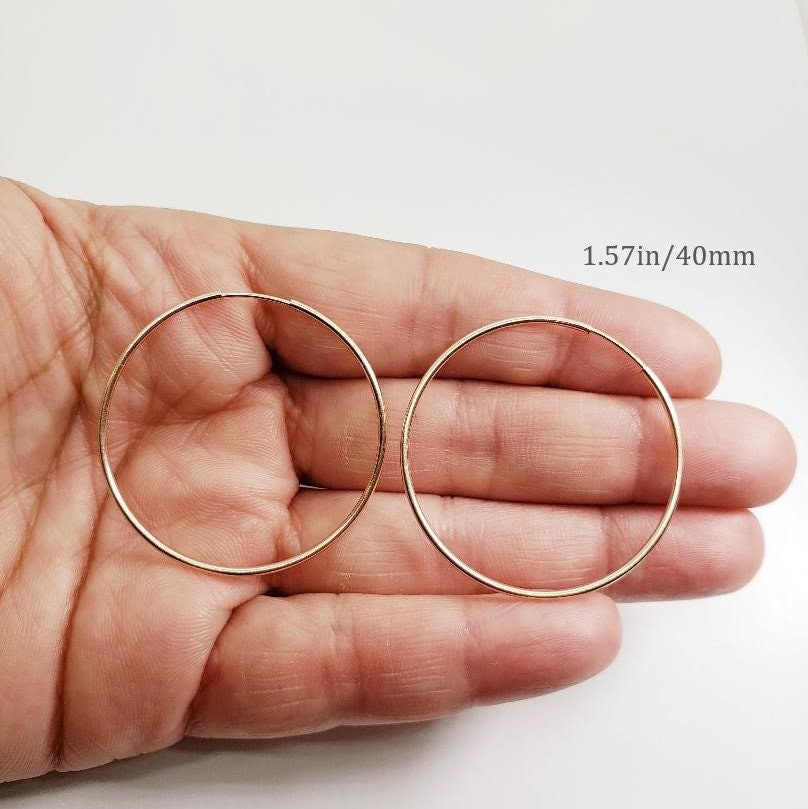 Rose Gold Filled 14K Small Endless Hoop Earrings 30mm,35mm,40mm 50mm (2pc)