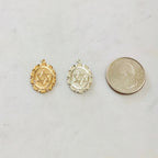 Sterling Silver or 14K Gold Filled Oval Star of David or Charm with Scalloped