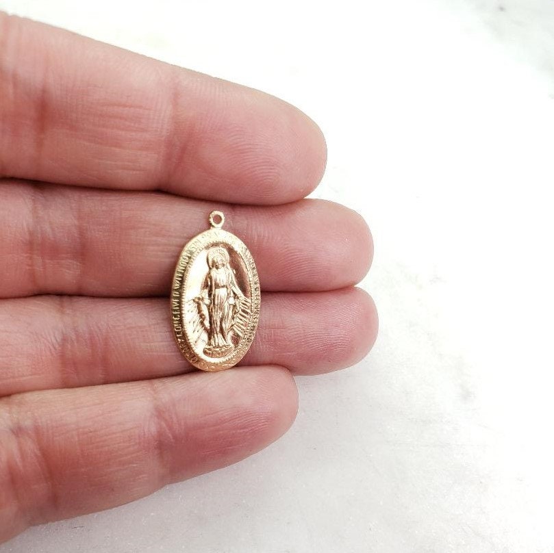 22mmx14mm Sterling Silver or 14K Gold Filled or Virgin Mother Mary Oval