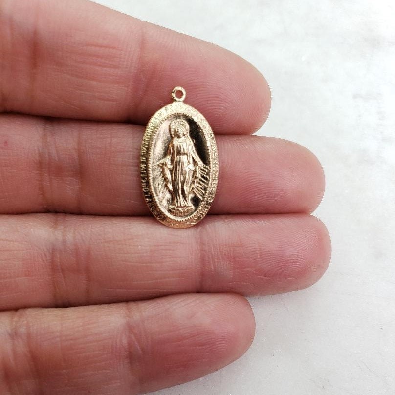 22mmx14mm Sterling Silver or 14K Gold Filled or Virgin Mother Mary Oval