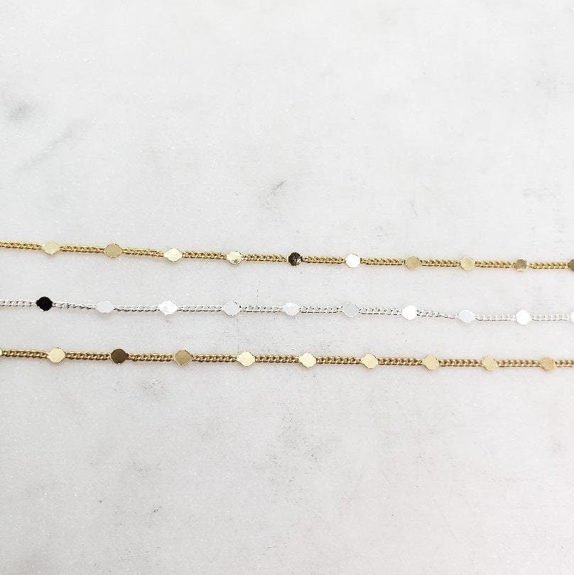 Gold Plated or Base Metal Tiny Delicate 1mm Chain Shiny – Sold by the Foot