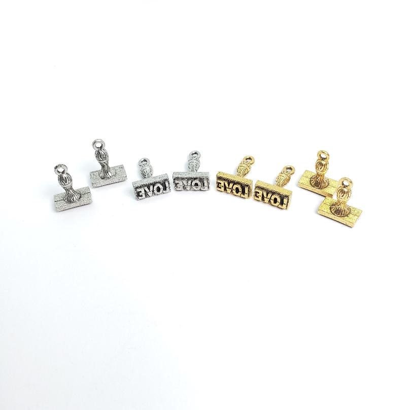 Pewter Love Stamp with Loop Charm Love Friendship Valentine's (4pc)