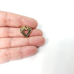 Pewter 2 Dotted Beaded Heart Charm in Antique Gold or Antique (2pc)