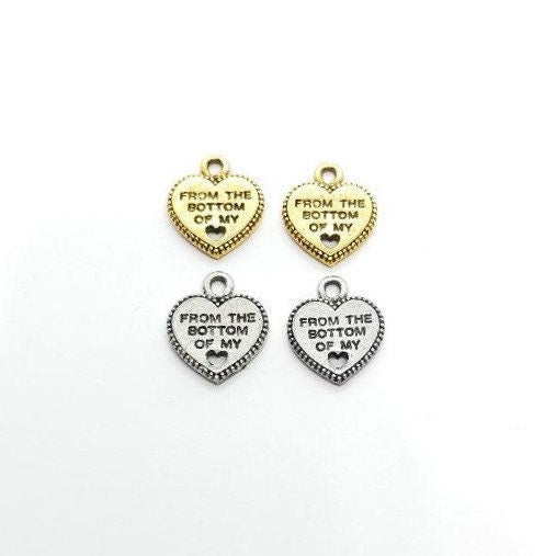 Pewter From the Bottom of My Heart Cutout Heart with Loop (2pc)