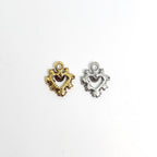 Pewter 2 Flower Line Cutout Heart Charm in Antique Gold (2pc)