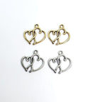 Pewter 2 Intertwined Hearts with Loop Charm Love Friendship (2pc)