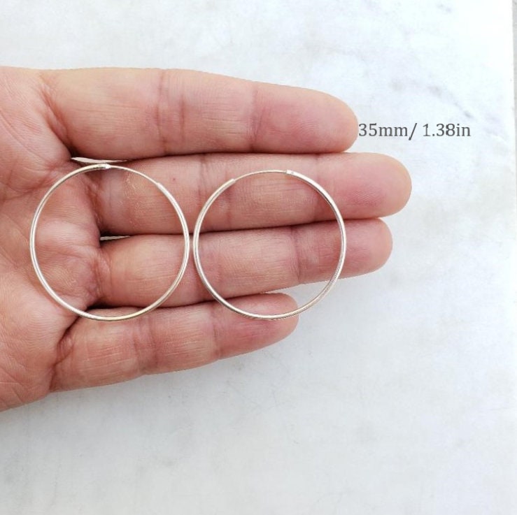 Sterling Silver Small Endless Hoop Earrings 20mm 24mm 30mm 35mm Earring (2pc)