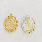 Sterling Silver or 14K Gold Filled Oval or Cross Religious Charm