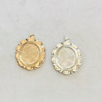 Sterling Silver or 14K Gold Filled 21mm or Flower Scalloped Medallion Oval
