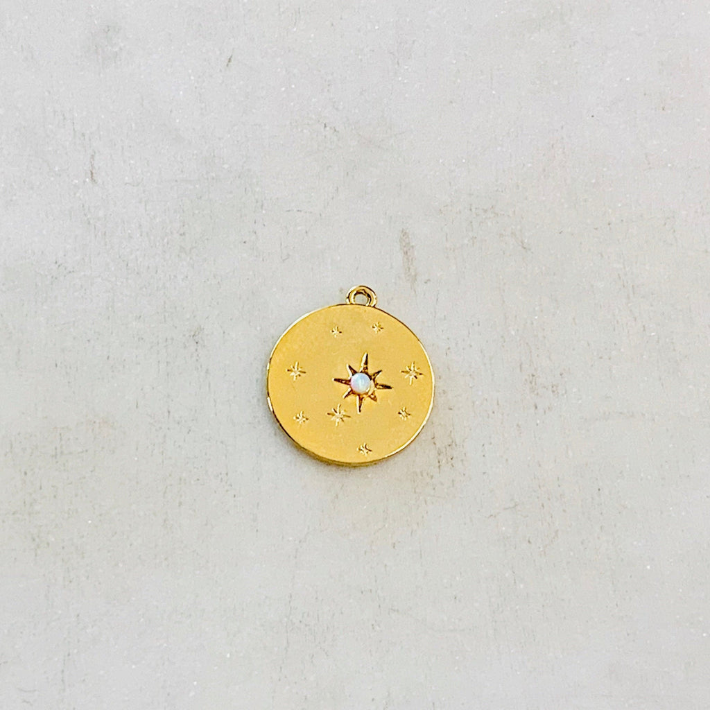 Rhodium Plated Starry Night Charm 16mm- Gold Charm Pendant Celestial