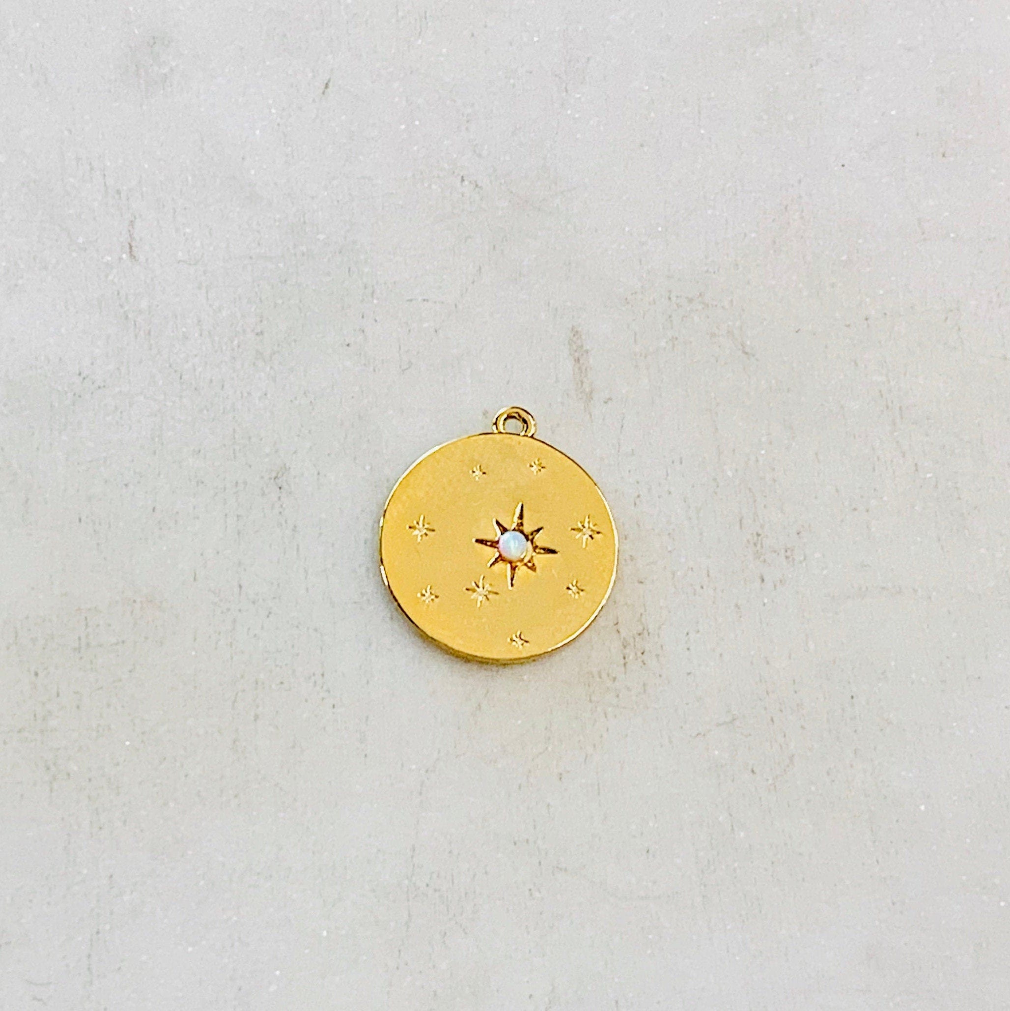 Rhodium Plated Starry Night Charm 16mm- Gold Charm Pendant Celestial