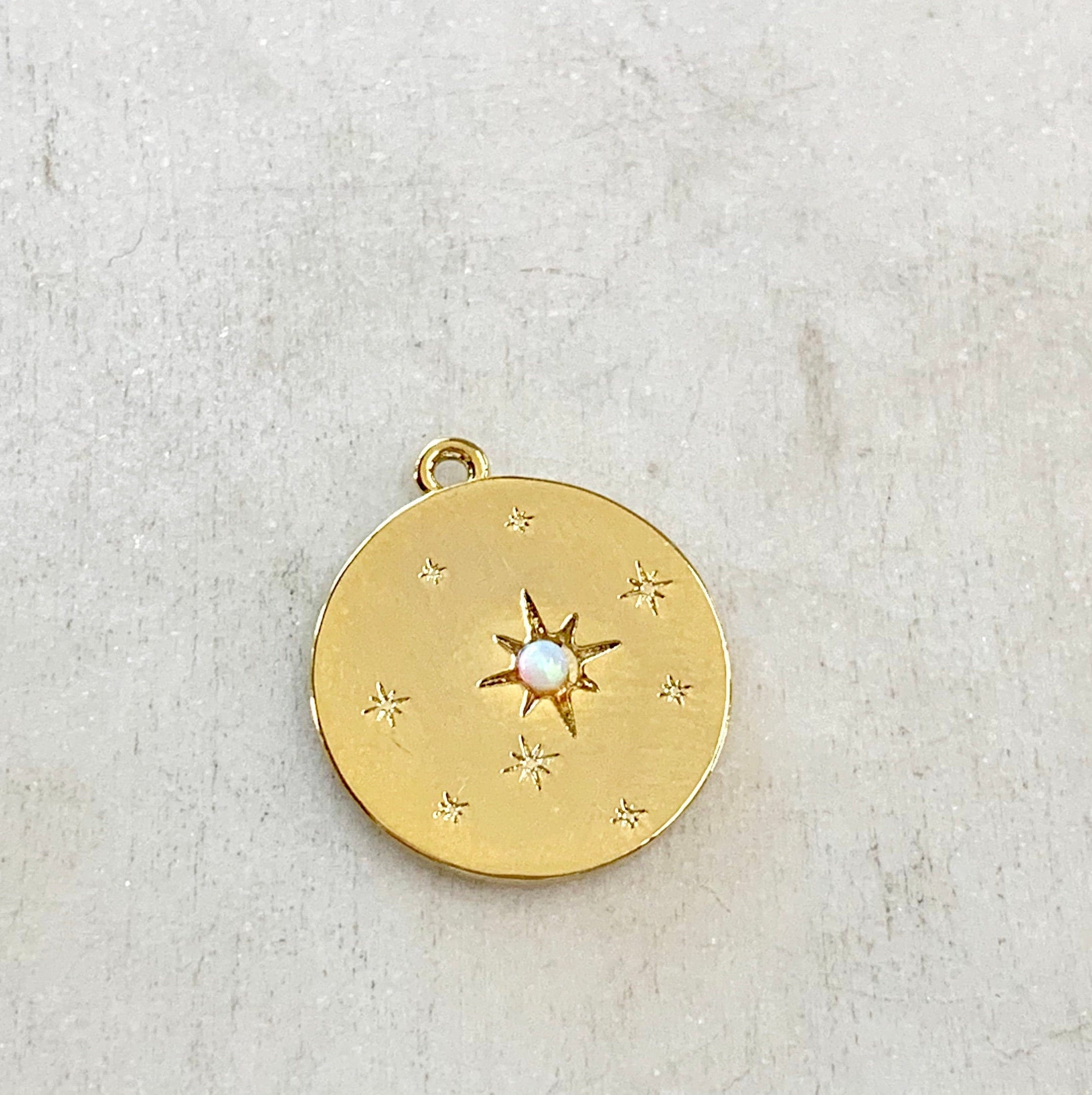 Rhodium Plated Starry Night Charm 16mm- Gold Charm Pendant Celestial