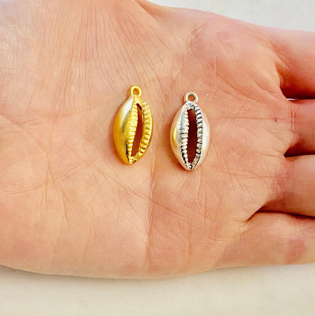 Pewter Large Tiger Cowrie Shell Ocean Nautical Charm Pendant
