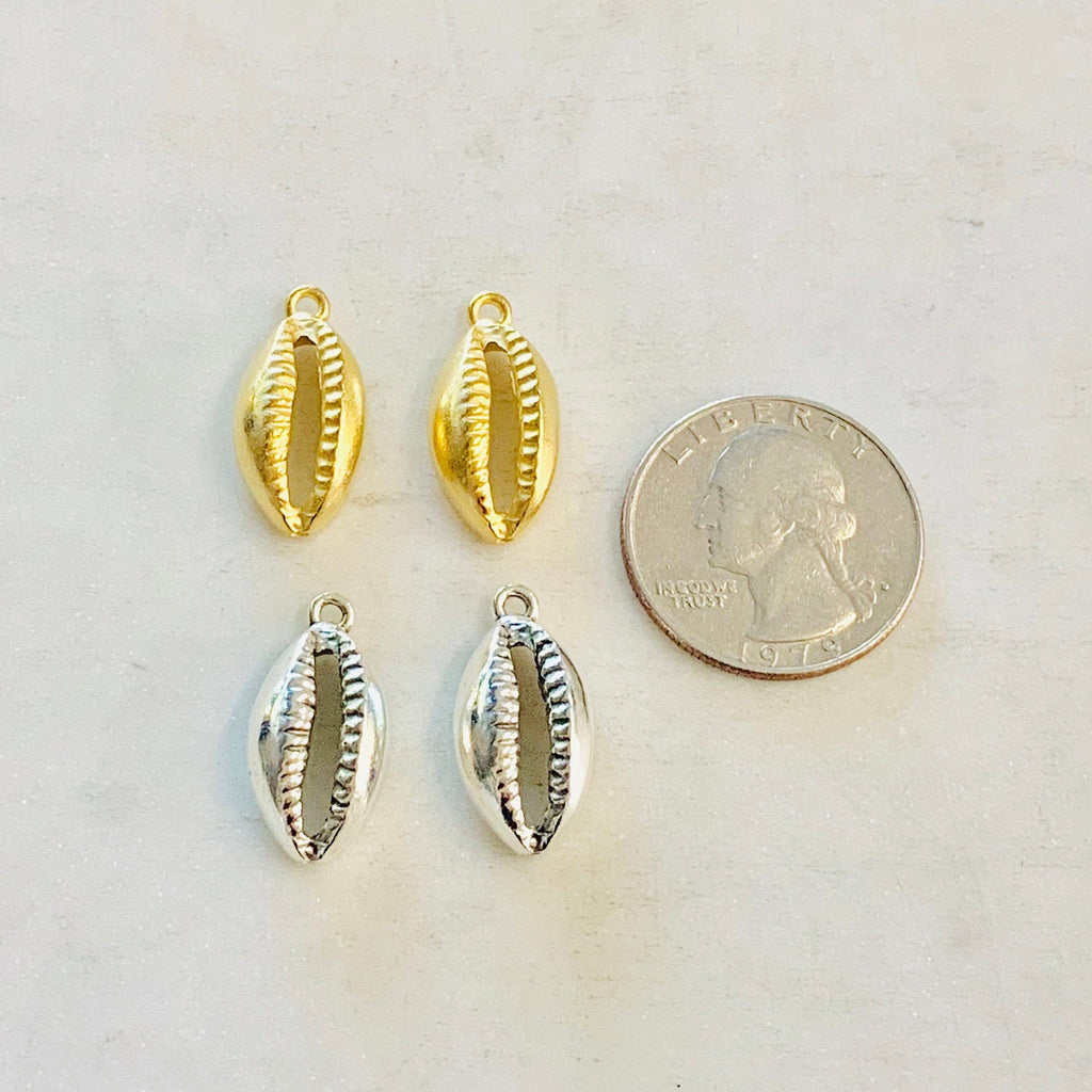 Pewter Large Tiger Cowrie Shell Ocean Nautical Charm Pendant
