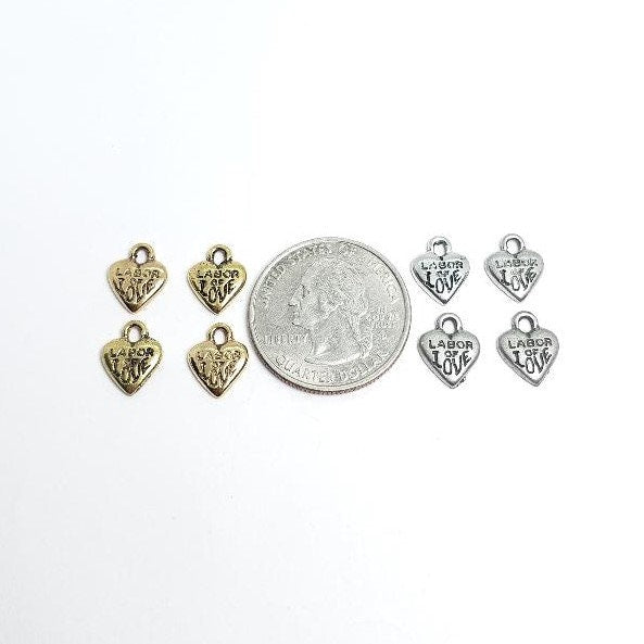 Pewter From Labor of Love Heart Loop Charm Love Antique Gold (4pc)