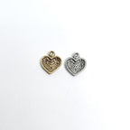 Pewter Small Stitched Heart Design with Loop Love Friendship (2pc)