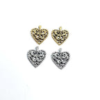 Pewter Filagree Design Hearts with Loop Charms Love Friendship (2pc)