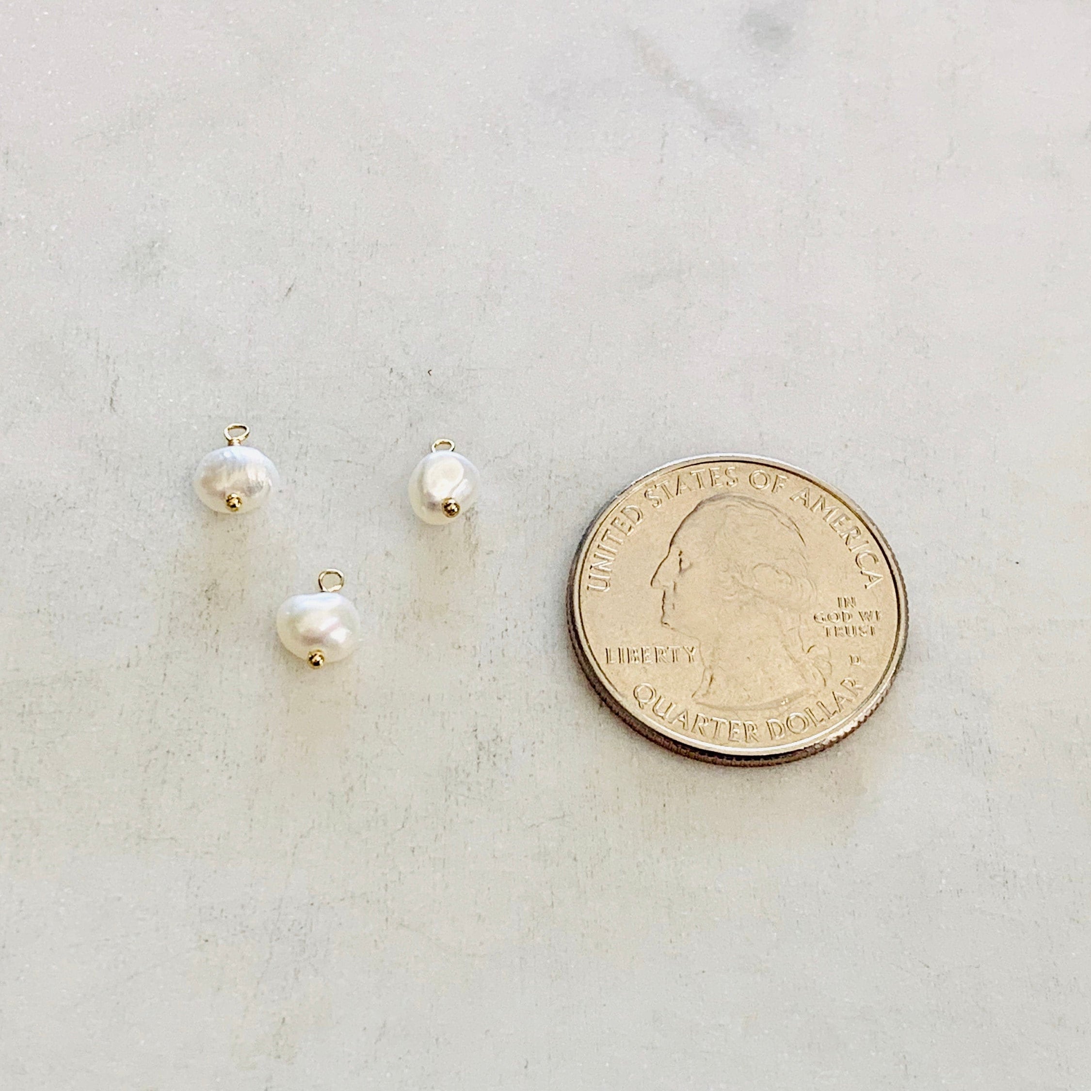 Gold Plated or Rhodium Plated or Silver Tiny Wire Wrapped Freshwater Pearl