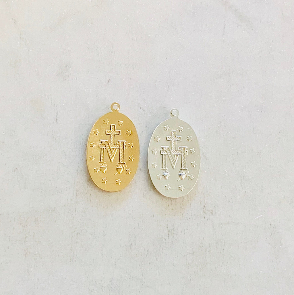 22mmx14mm Sterling Silver or 14K Gold Filled or Virgin Mother Mary Oval