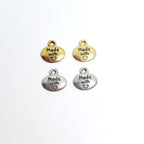 Pewter Made with Love Heart Shape Symbol Stamped Oval Shape (2pc)