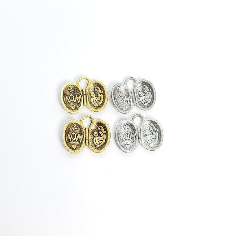 Pewter Open Locket Oval Shape with Two Different Pictures (2pc)