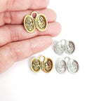 Pewter Open Locket Oval Shape with Two Different Pictures (2pc)
