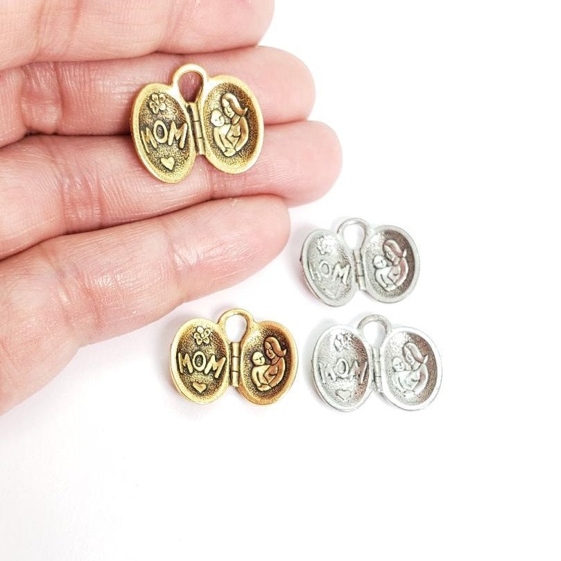 Pewter Open Locket Oval Shape with Two Different Pictures (2pc)