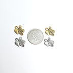 Pewter Two Hearts Connected with Safety Pin One Textured One (2pc)