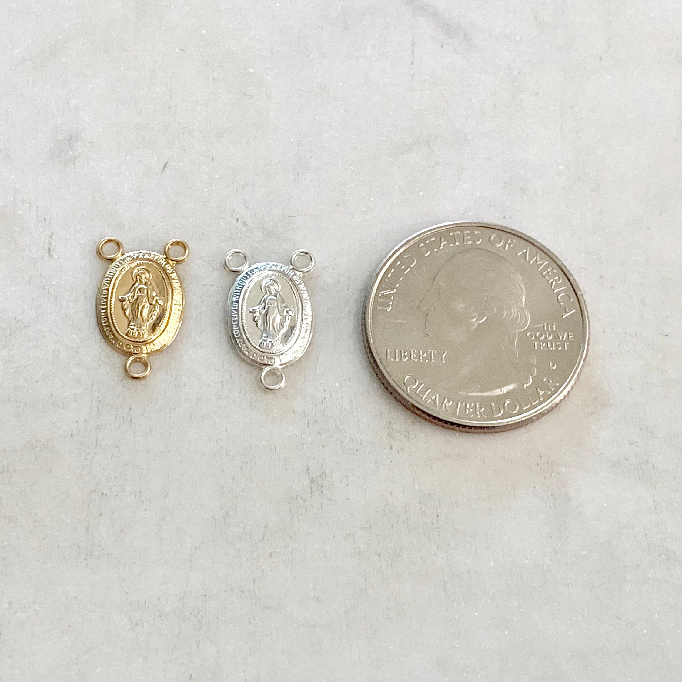 Sterling Silver or 14K Gold Filled or Virgin Mother Mary Rosary Connector