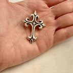 Sterling Silver Large Thick Sturdy Fleur De Lis Detailed Medieval Style