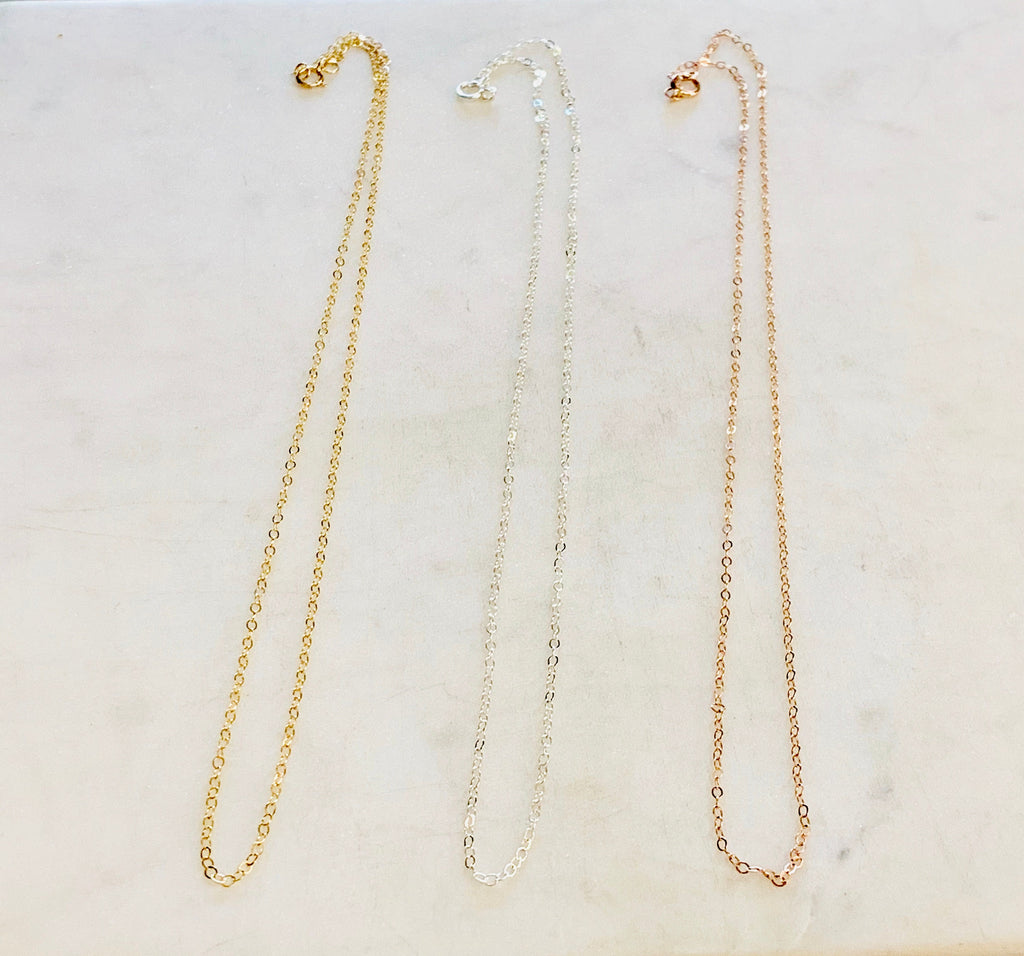 Sterling Silver or Gold Filled Ready to Wear Finished Flat Cable Chain